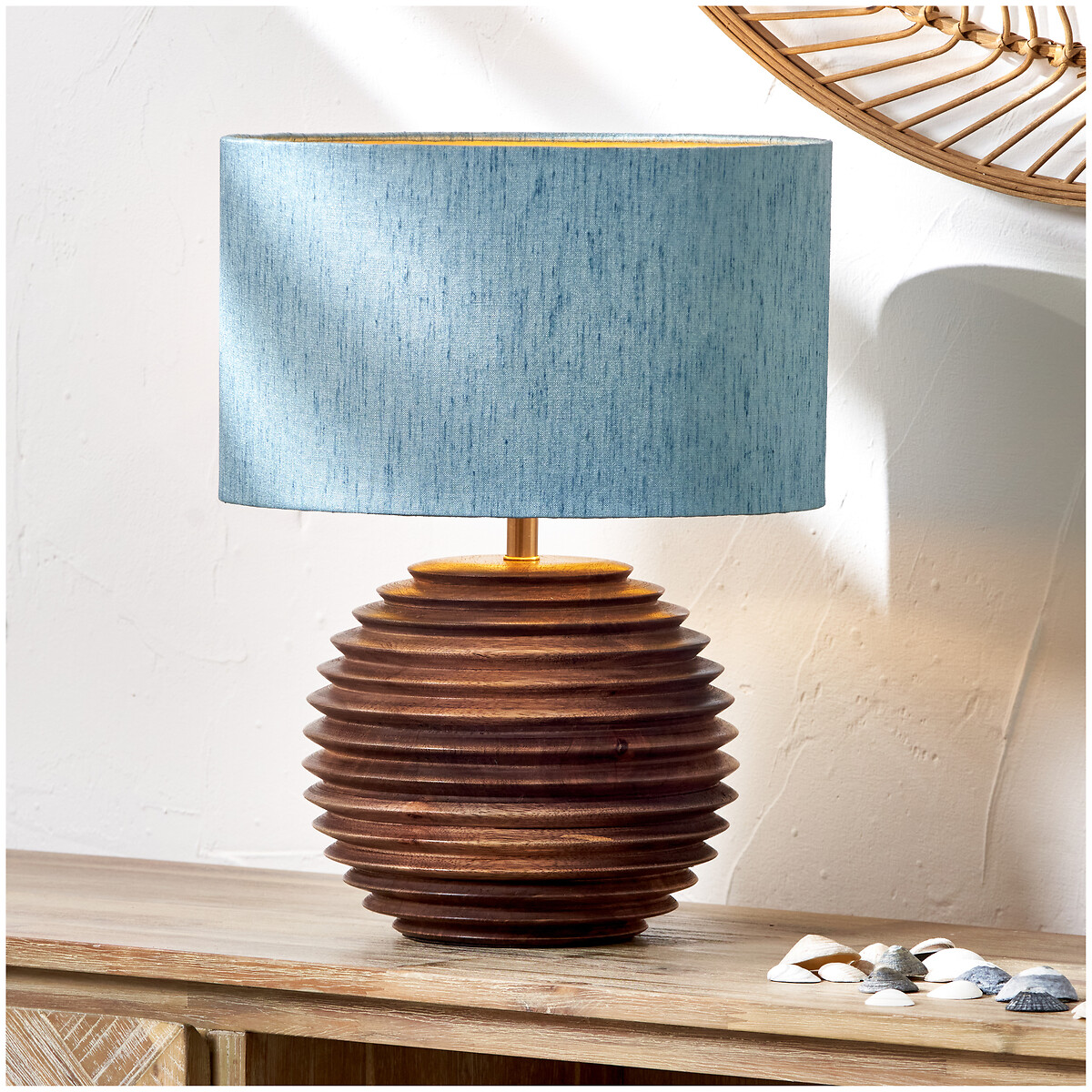 Preslie Turned Wood Table Lamp Base brown, SO'HOME