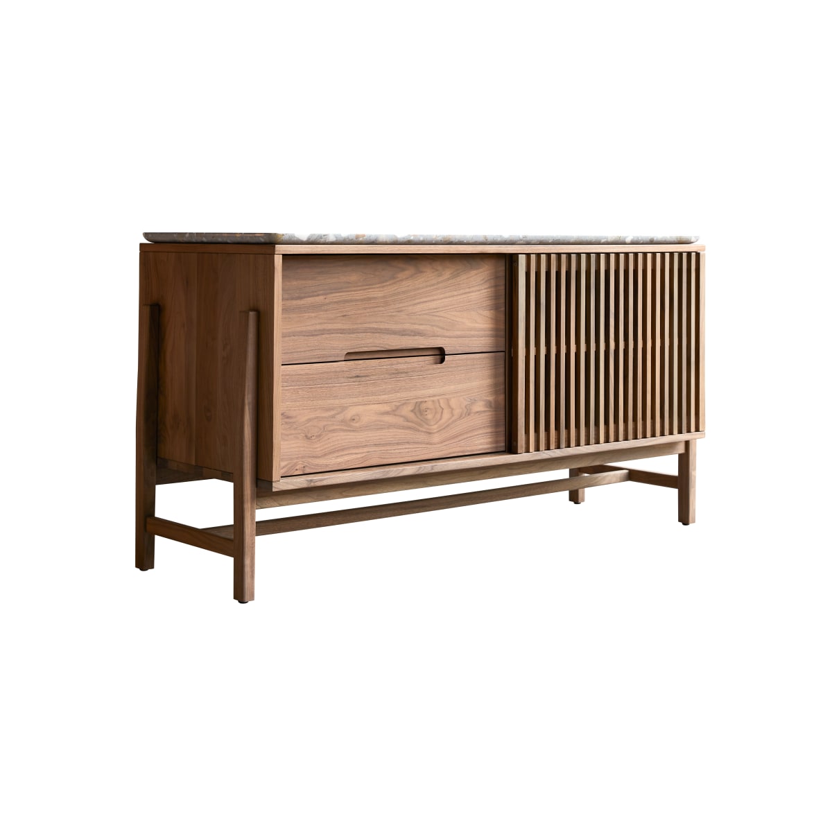 Buffet bas en Noyer massif, ISAURE marron, TIKAMOON