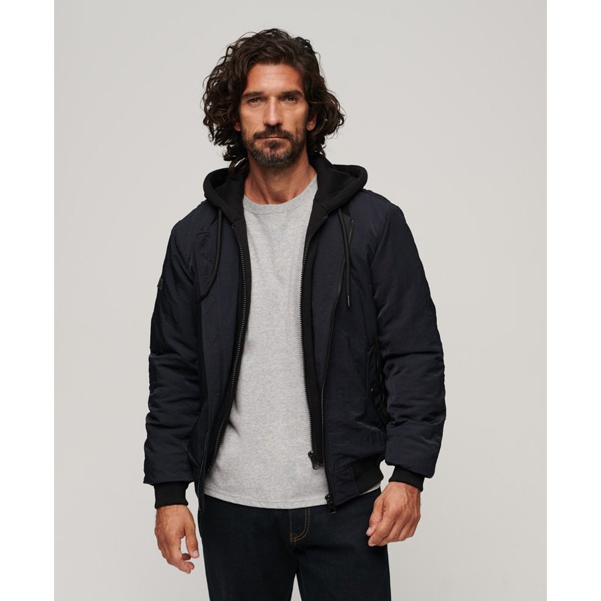 Veste militaire à capuche MA1 noir de jais, SUPERDRY
