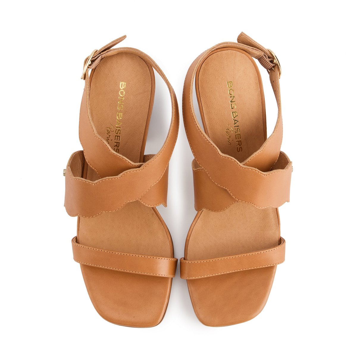 Sandales à Talons En Cuir Octavie Cuir Lisse camel, BONS BAISERS
