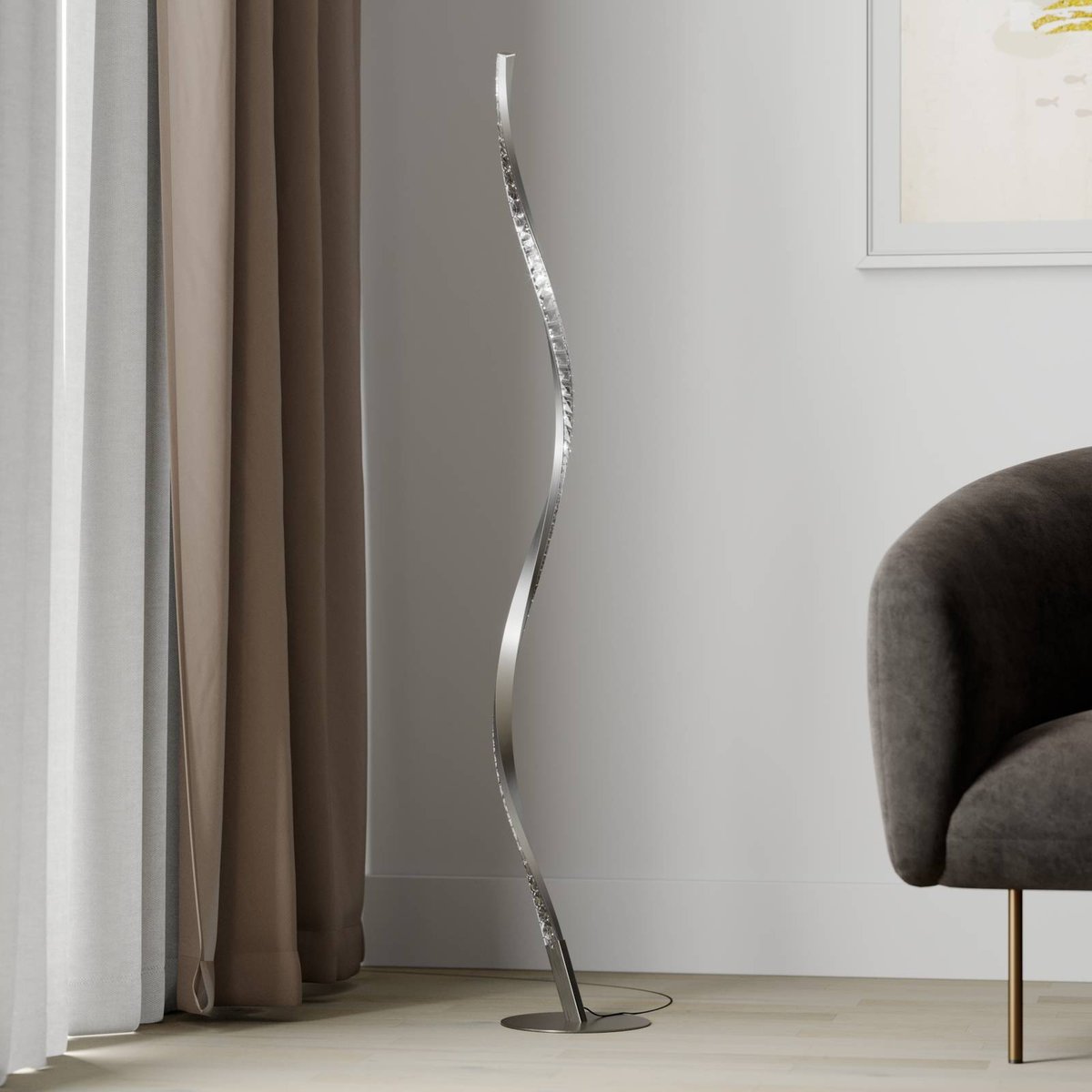 Lampadaire en aluminium moderneLED, Criostal aluminium, transparent, LINDBY