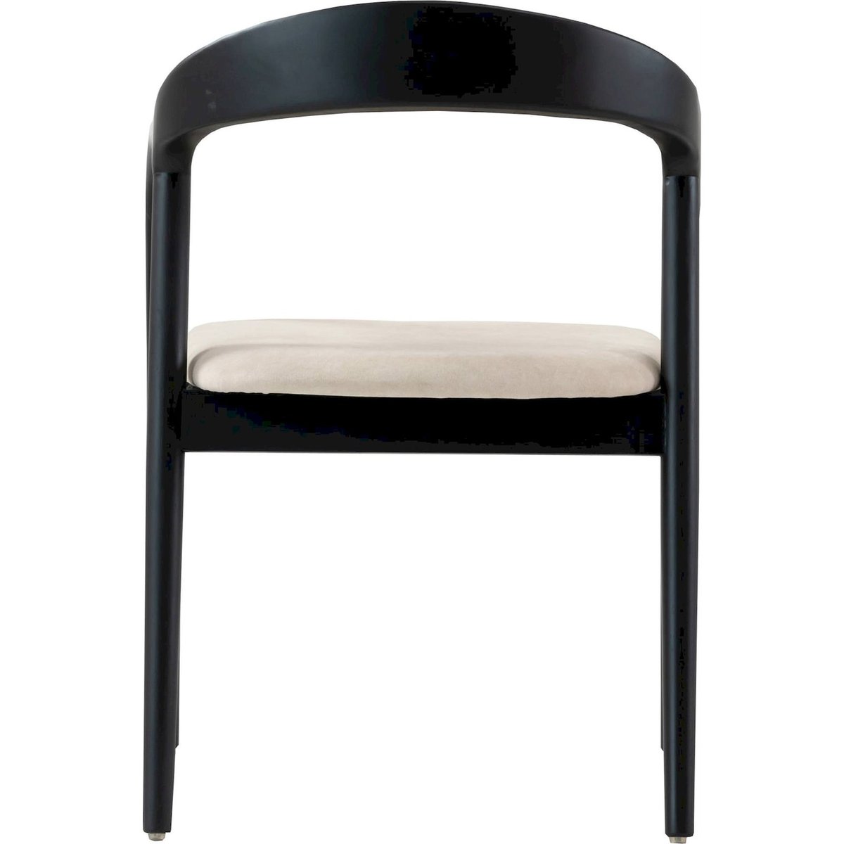 Chaise de salle à manger en bois tapissée beige et noir velours, RECOLLECTION