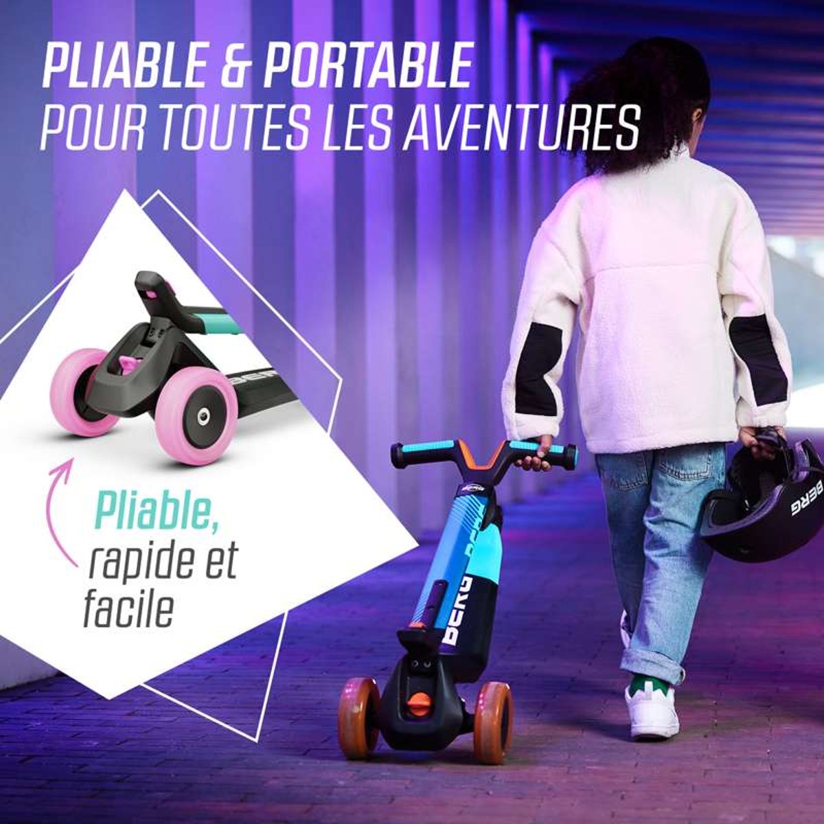Trottinette pour Enfants, 2+ Ans, Pliable, Nexo Menthe mint, BERG TOYS
