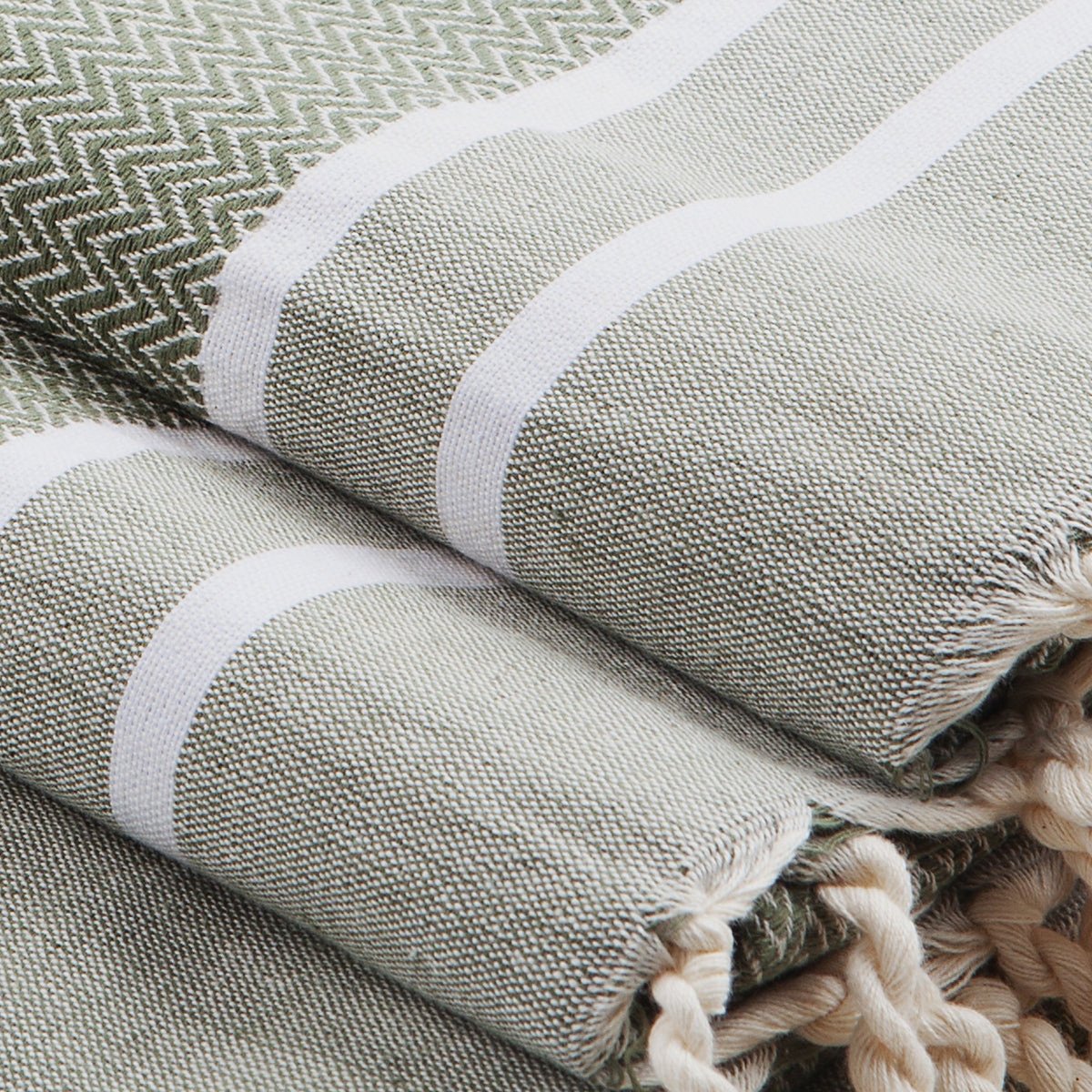 Foutas de bain (1+2) coton STOCKHOLM vert olive, FEBRONIE