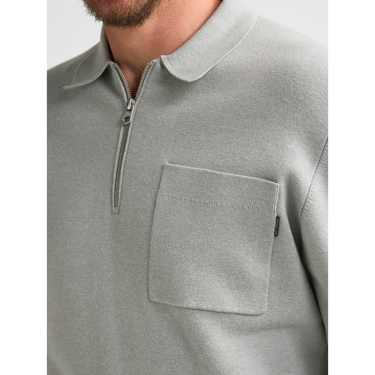 Pull Polo en maille texturée steelfield noir ice grey, PETROL INDUSTRIES