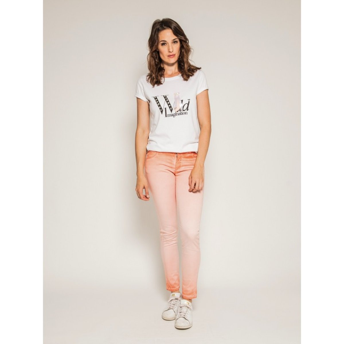 T-shirt Col Rond Message Forty blanc, DONA LISA