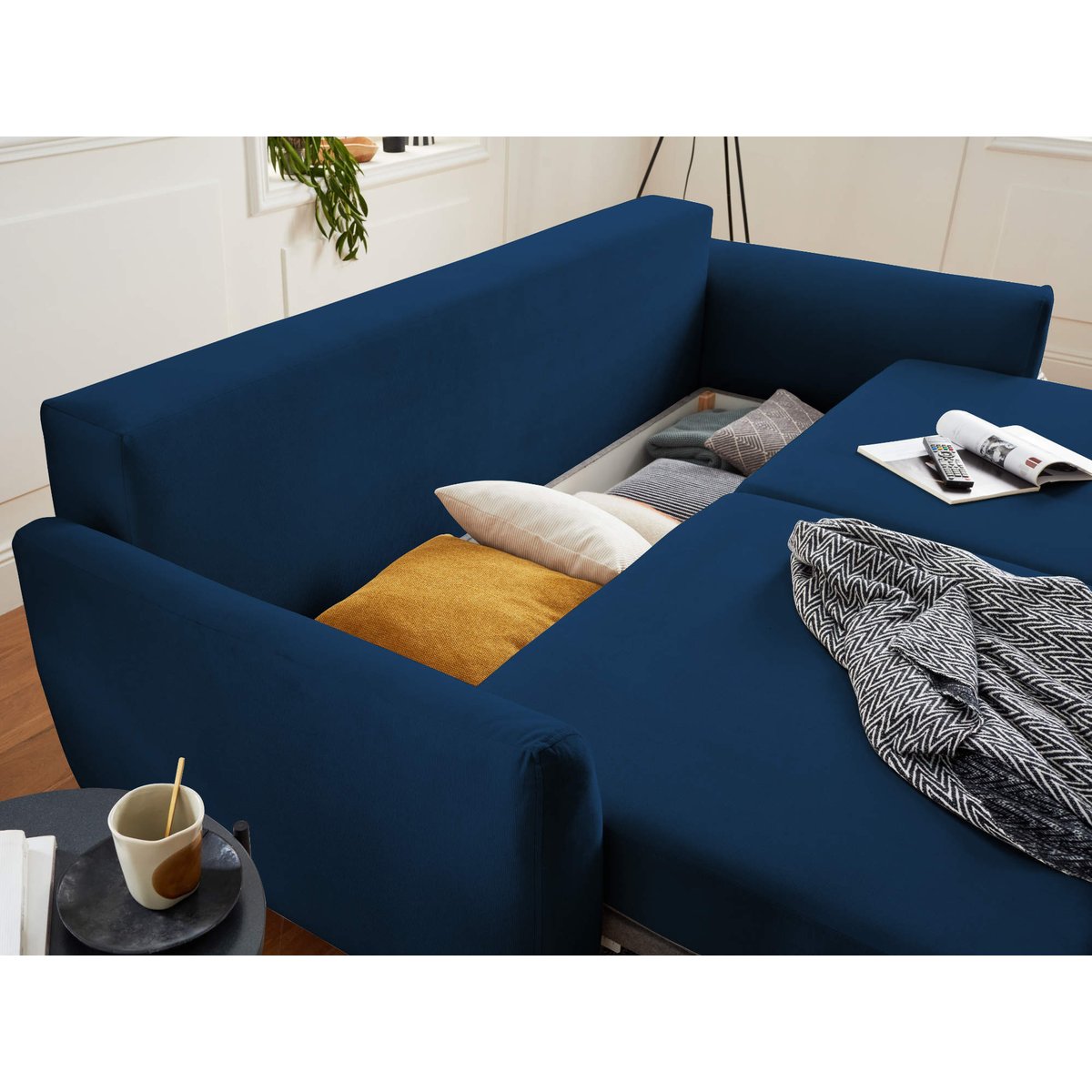 Canapé Convertible 3 places - NILS bleu nuit, BEST MOBILIER