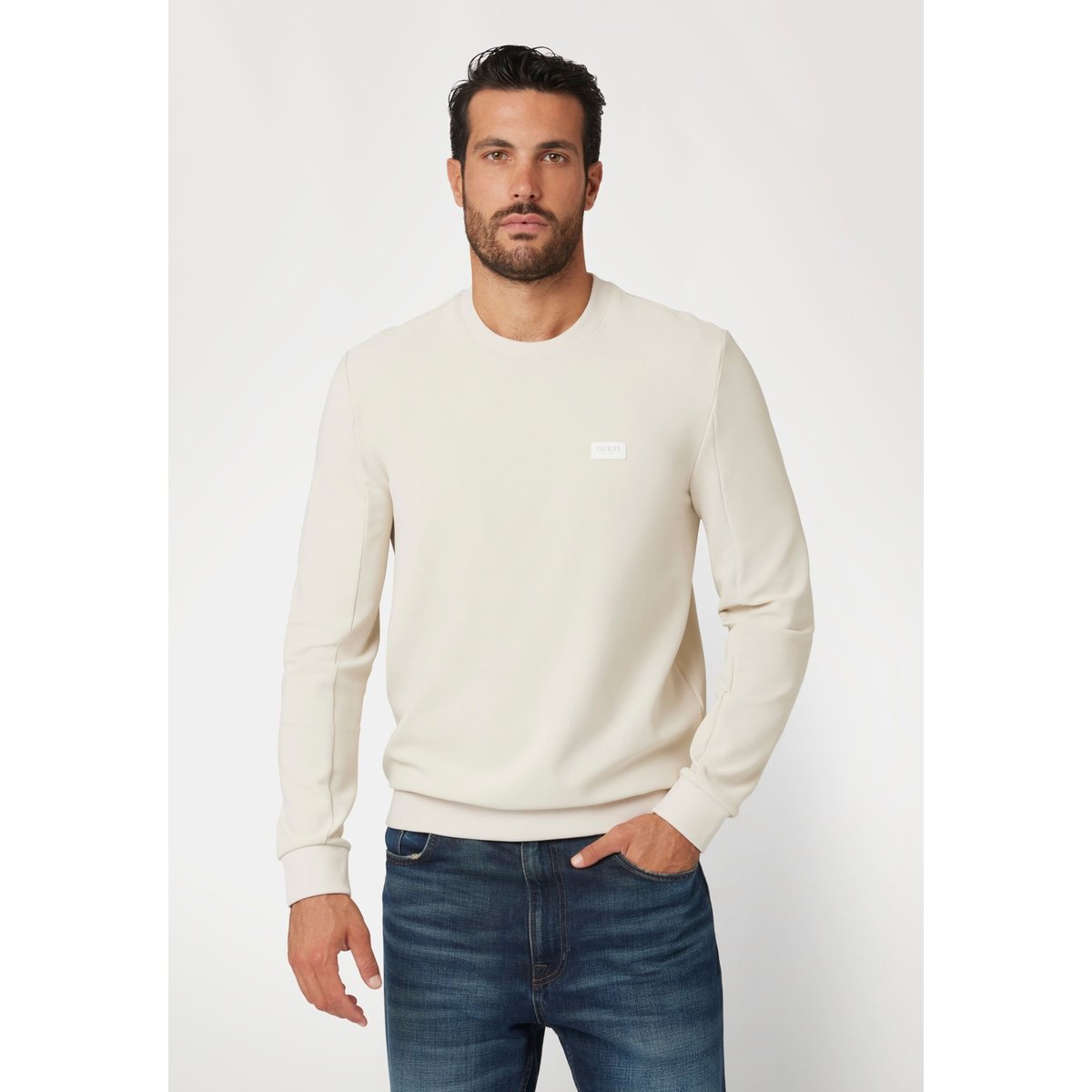 Sweat-Shirt Technique Stretch crème, GUESS
