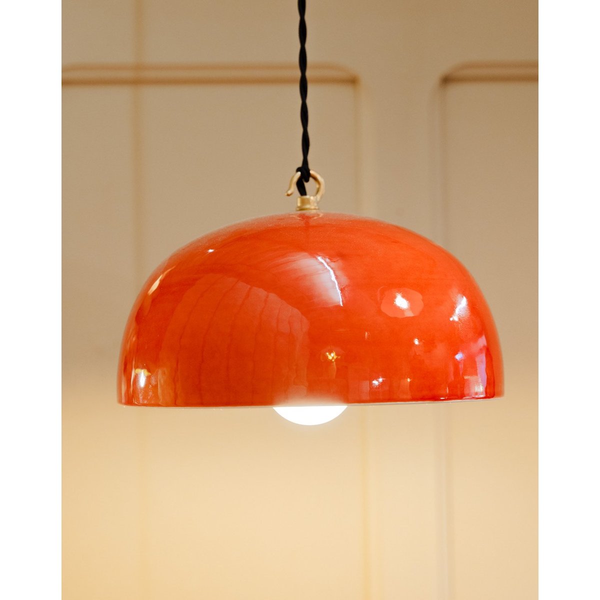 Lampe baladeuse en céramique orange Paulette N°102 - Bon état orange, DEBONGOUT