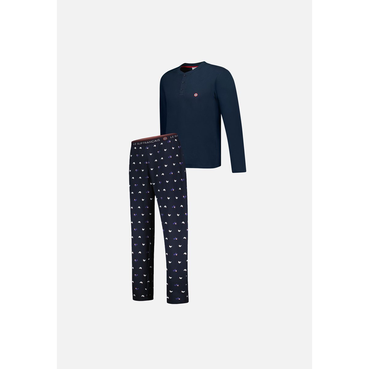 Ensemble pyjama haut et pantalon à motif coq marine en coton Tony coq marine, LE SLIP FRANCAIS