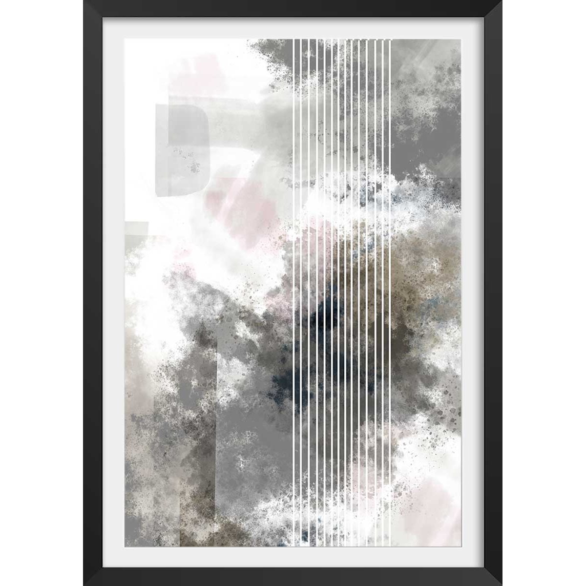 Affiche Melva Stripes affiche + cadre en bois - noir, HEXOA