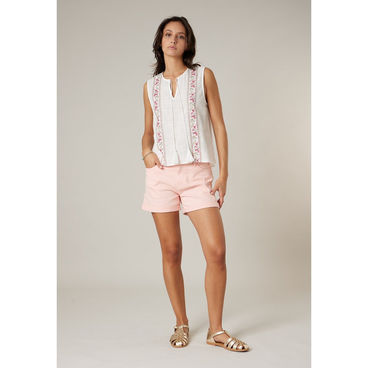 Blouse femme en coton LANIKAI off white, DEELUXE