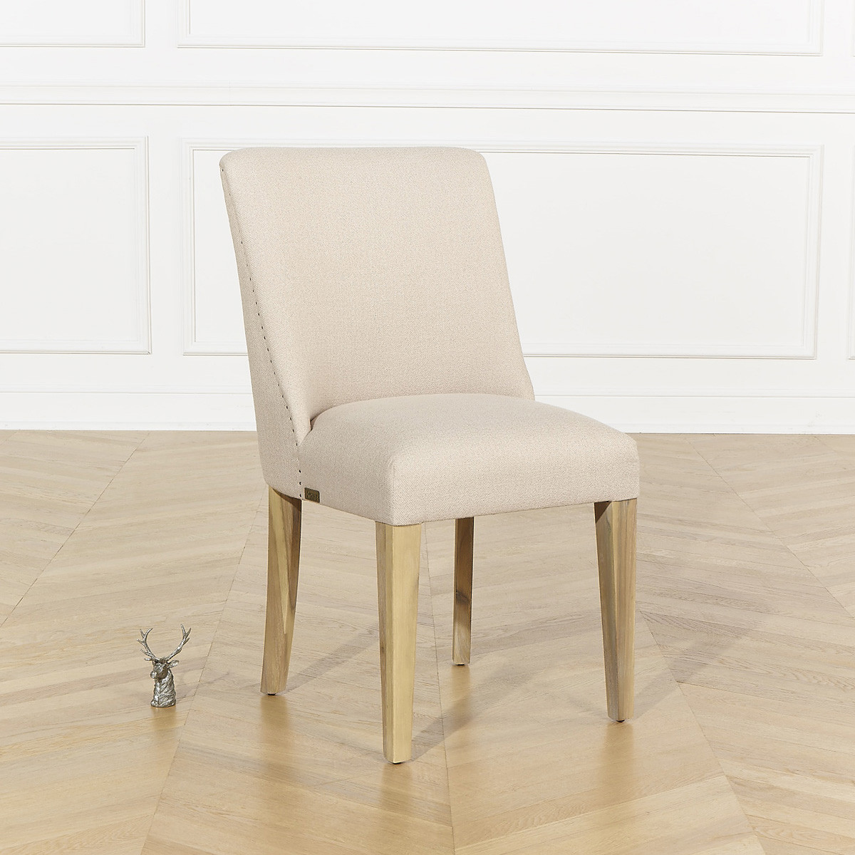 Lot de 2 chaises en acacia et tissus ENZO beige, ROBIN DES BOIS