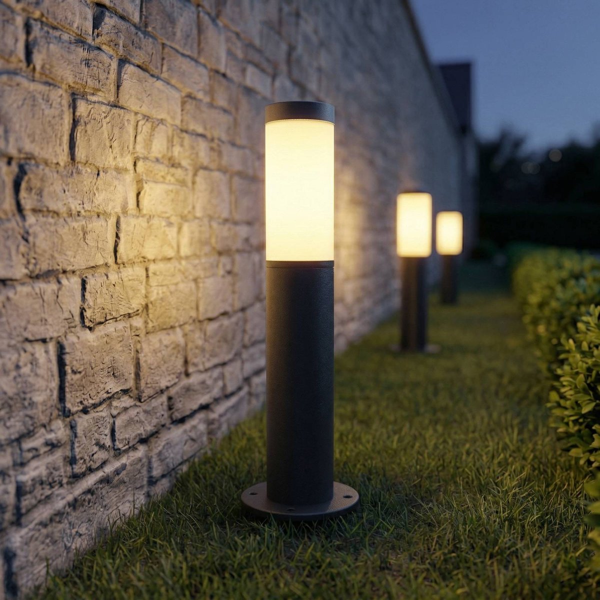 Luminaire extérieur en inox moderne, Statius anthracite, opale, LINDBY