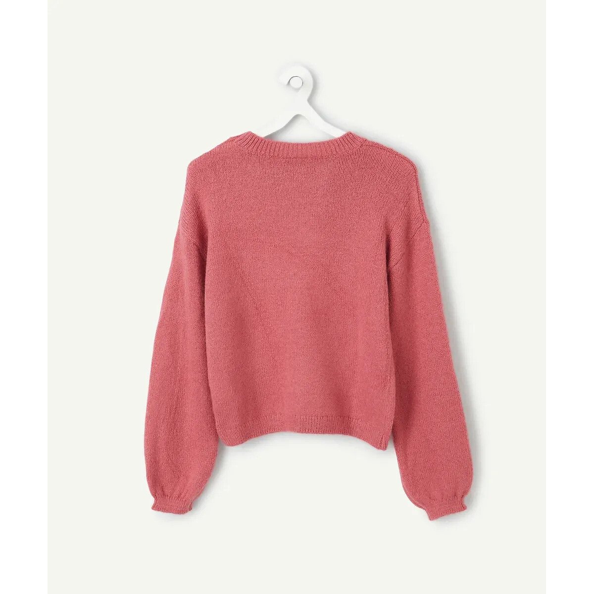 Printed Chunky Knit Jumper with Crew Neck pink, TAPE A L'OEIL