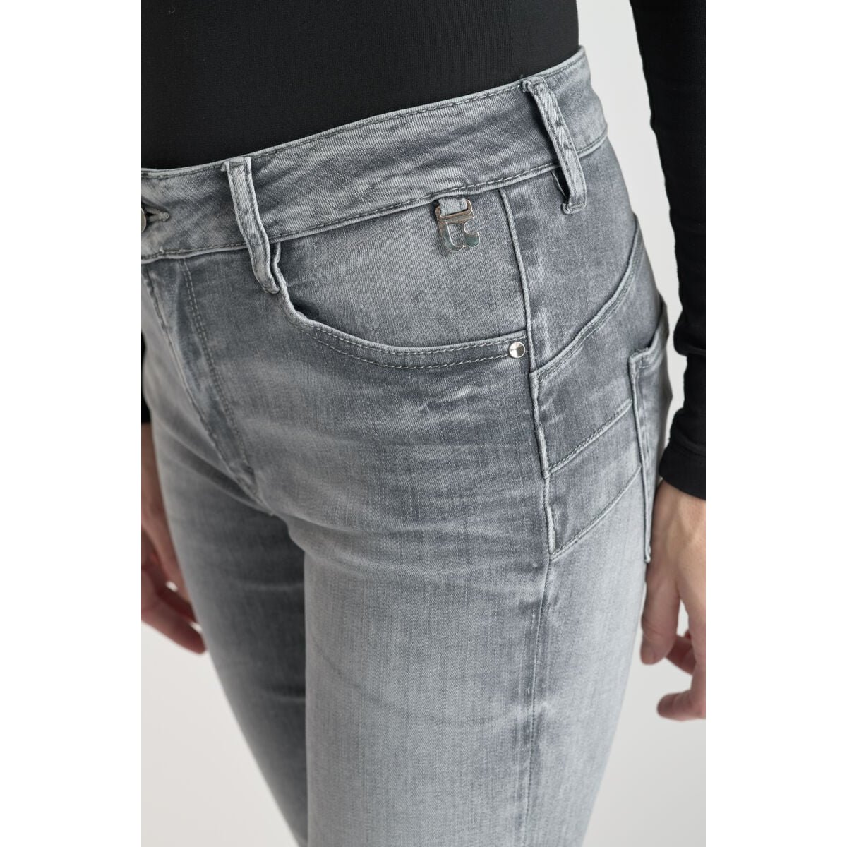 Jeans push-up slim taille haute PULP, longueur 34 grey, LE TEMPS DES CERISES
