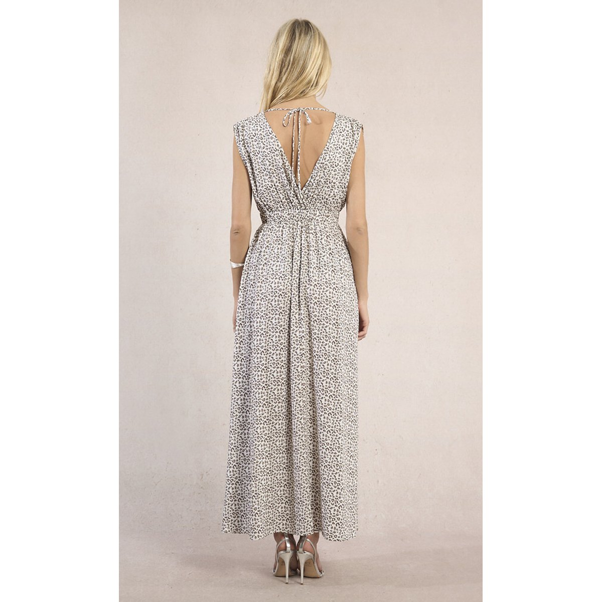 Robe longue imprimée sans manches imprimé léopard, MOLLY BRACKEN