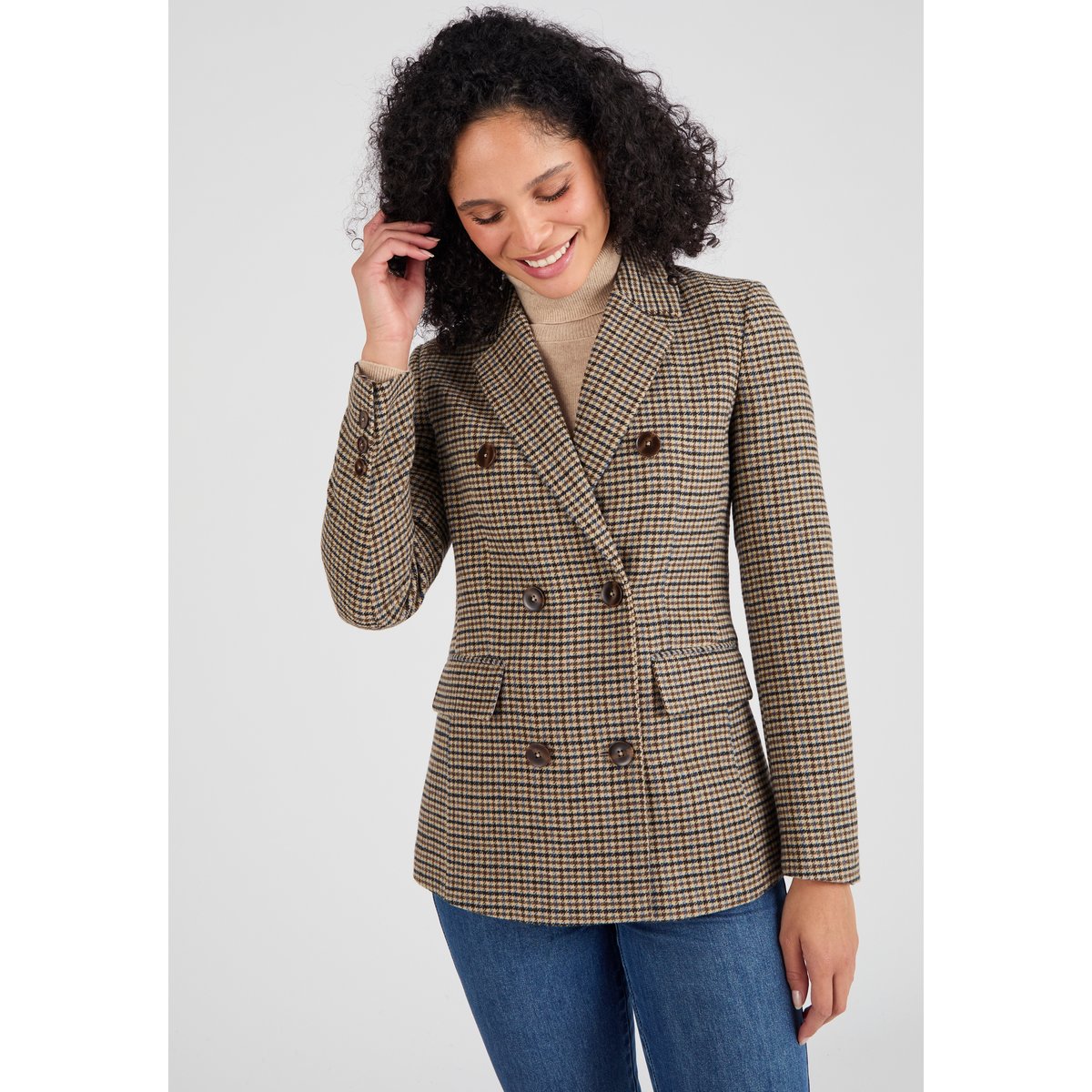 Veste motif pied-de-poule marron pied-de-poule beige, DAMART
