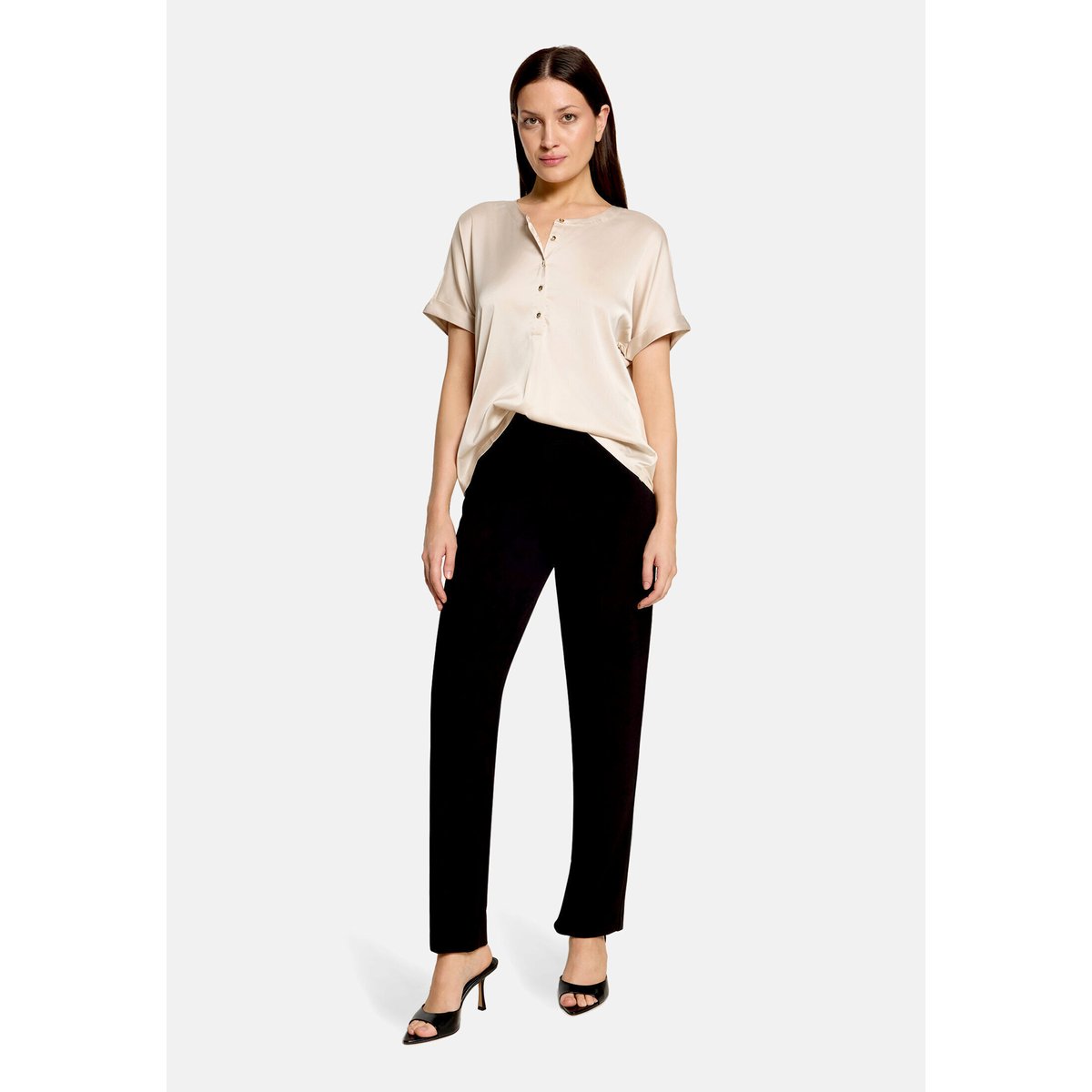T-shirt façon blouse à revers au bas des manches gris, BETTY BARCLAY