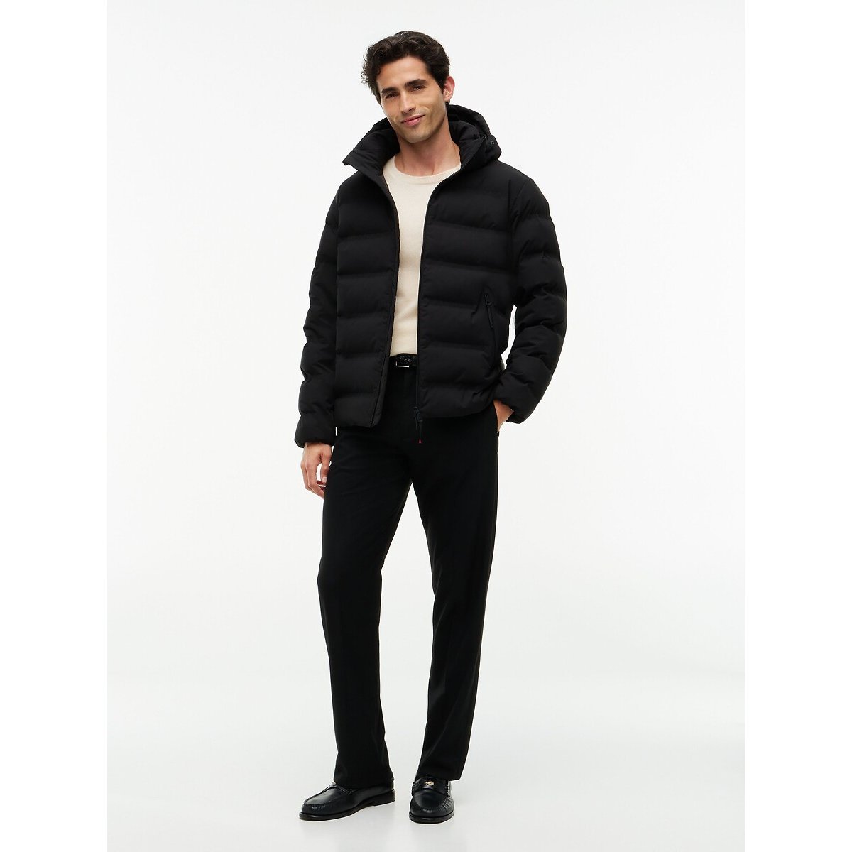 Piumino con cappuccio nero , TOMMY HILFIGER