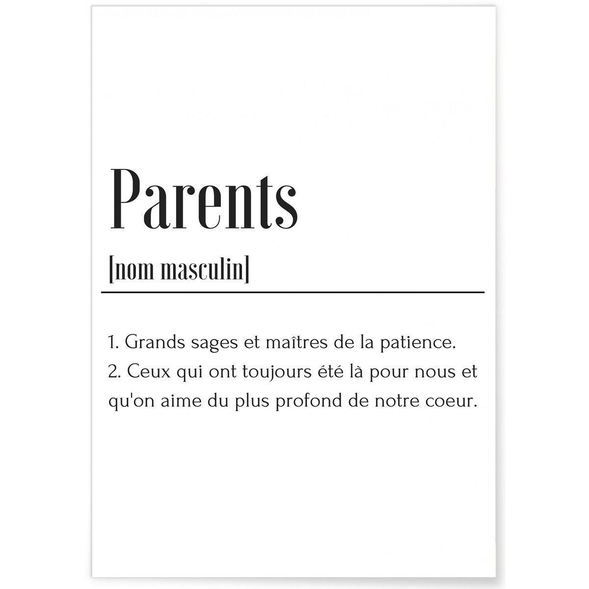 Affiche Définition Parents blanc, L'AFFICHERIE