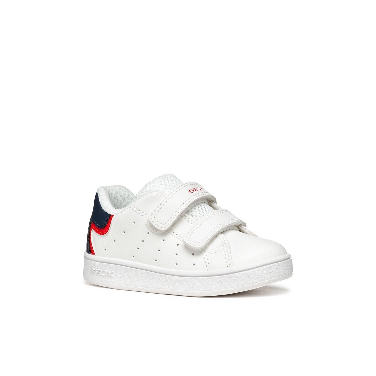 Ademende sneakers met klittenband Eclyper wit/marine, GEOX