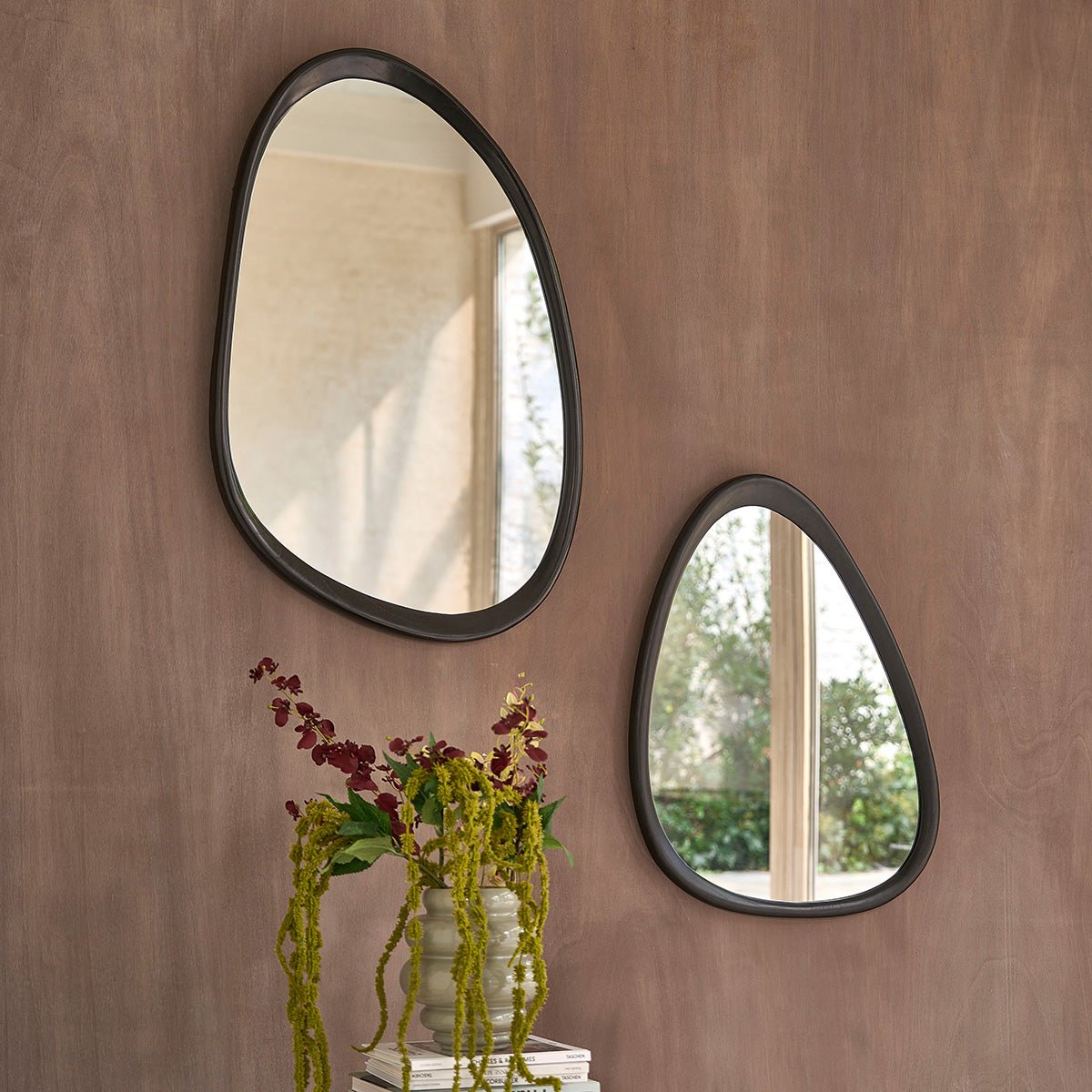 Miroir organique en bois massif 90x60 cm  THELMA noir, BERAH GETAH
