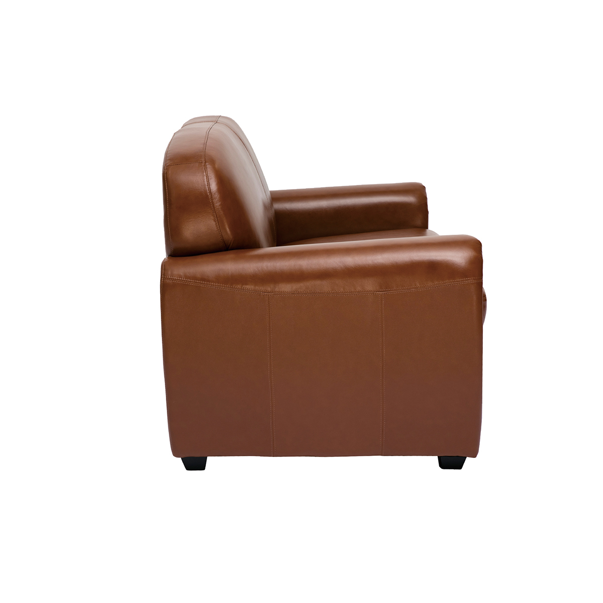 Canapé cuir vintage 2 places marron et bois noir CLUB marron, MILIBOO