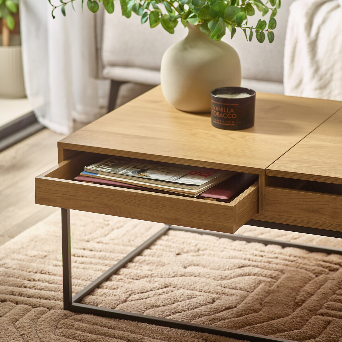 Kael Rectangular Storage Coffee Table oak, SO'HOME
