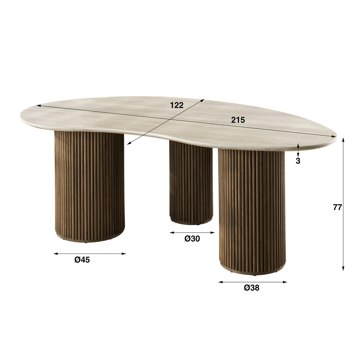 Table design céramique 3D effet travertin 215 cm ASCOLI beige, PIER IMPORT