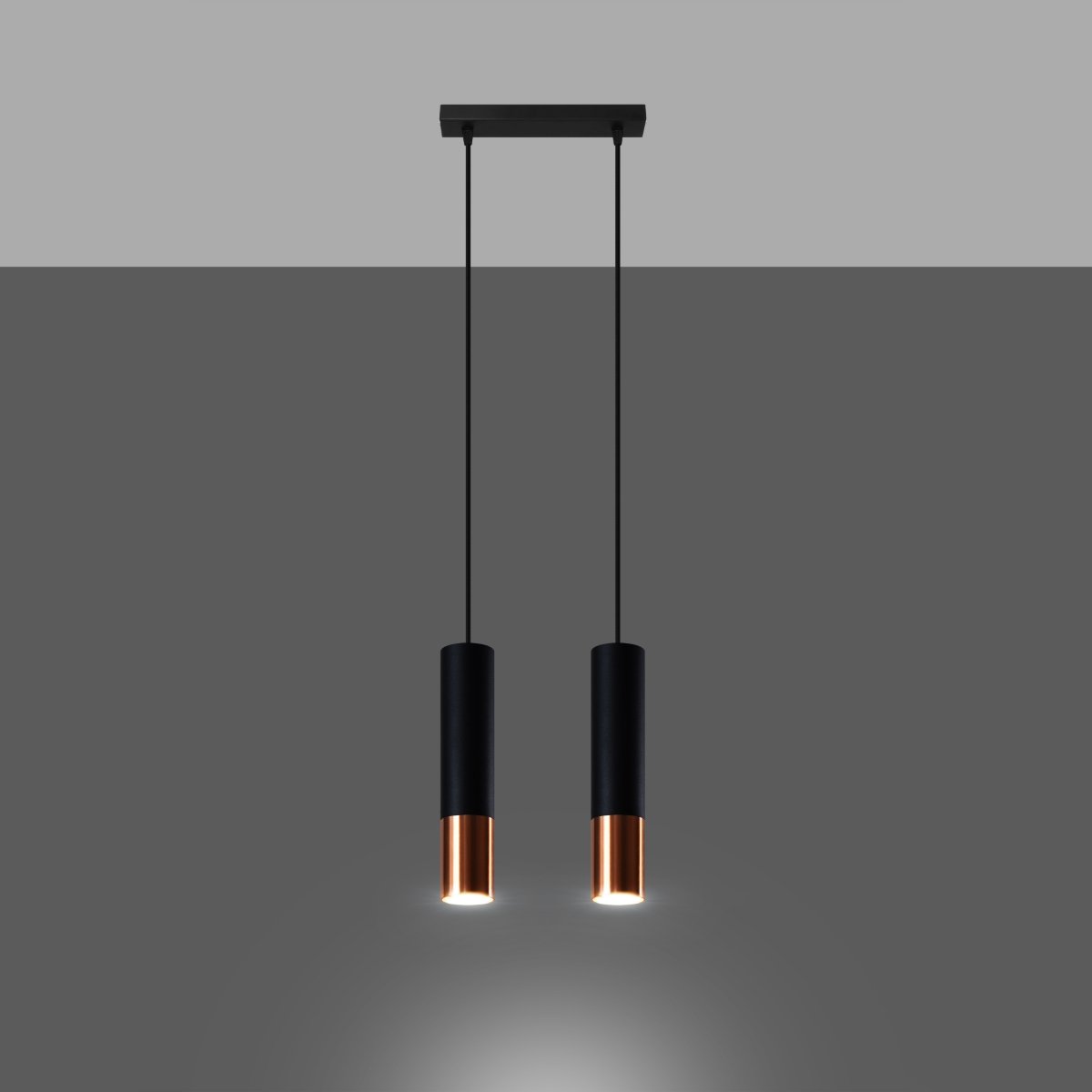 Suspension Acier Noir/Cuivre GU10 2 Loopez noir, EDEN