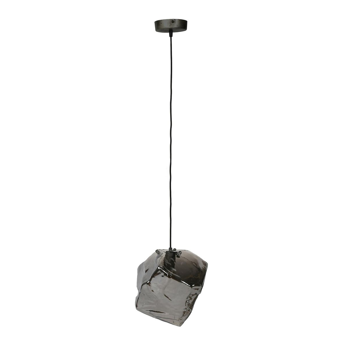 Suspension en verre soufflé aspect glaçon chromé NIAGARA transparent, PIER IMPORT
