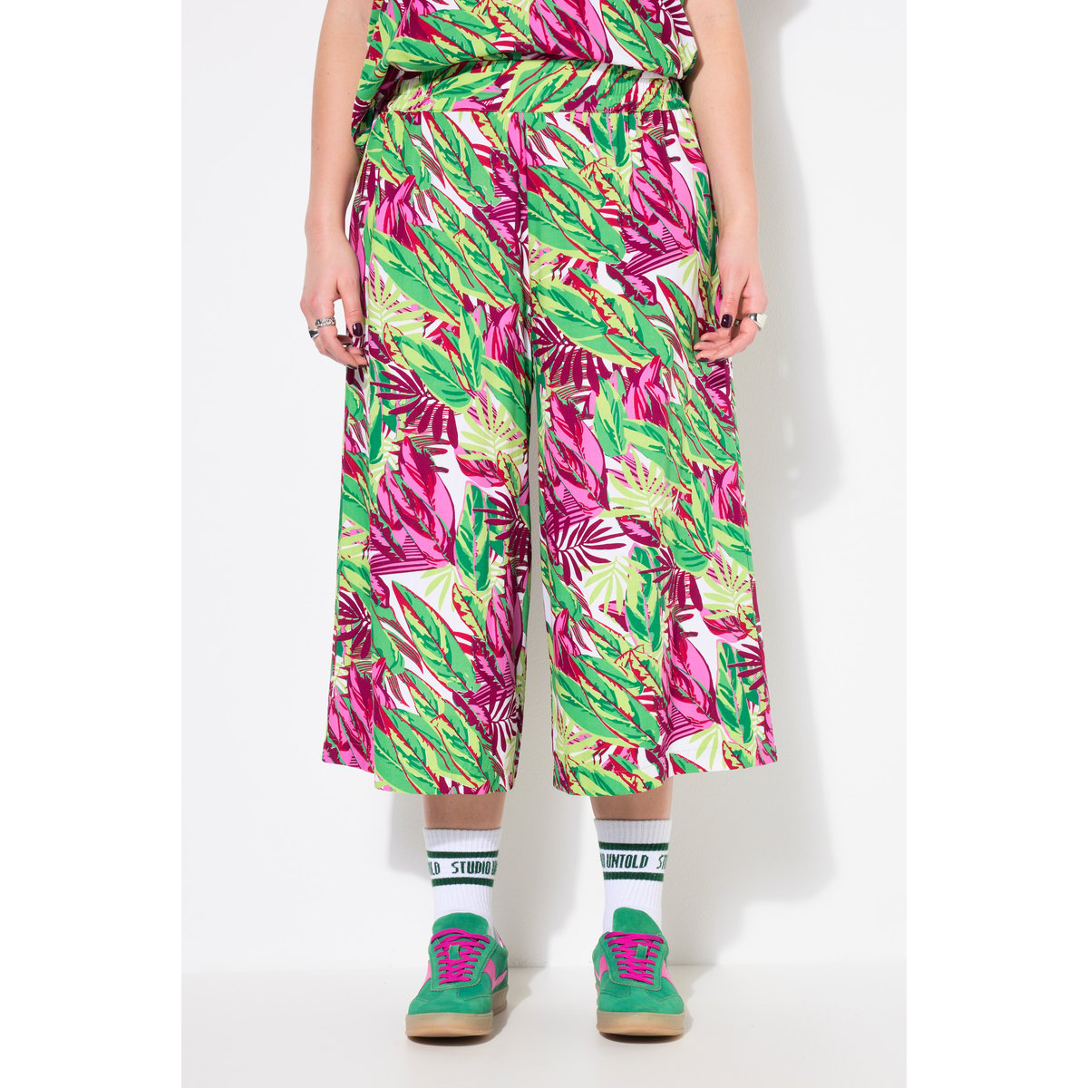 Jupe-culotte Wide Legs, imprimé jungle vert émeraude, STUDIO UNTOLD
