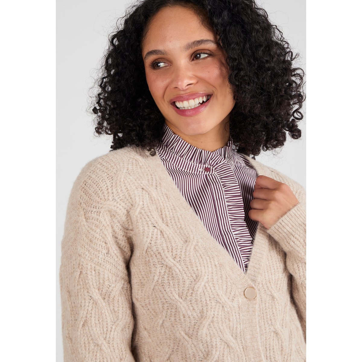 Gilet torsadé Thermolactyl marron beige chiné, DAMART