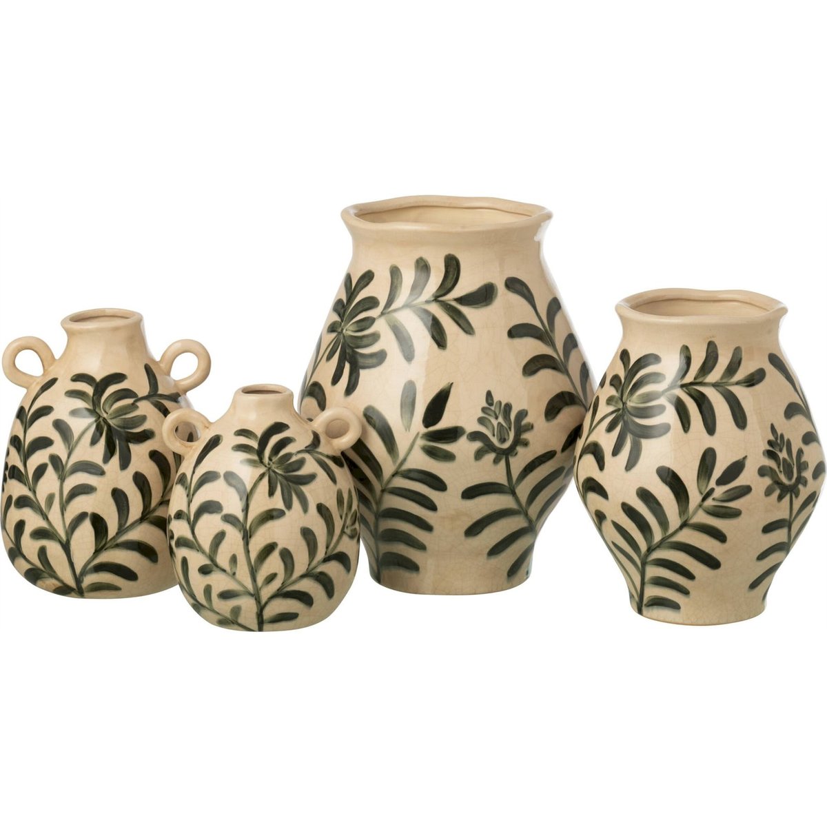 Vase feuille en grès vert foncé et blanc cassé, RECOLLECTION