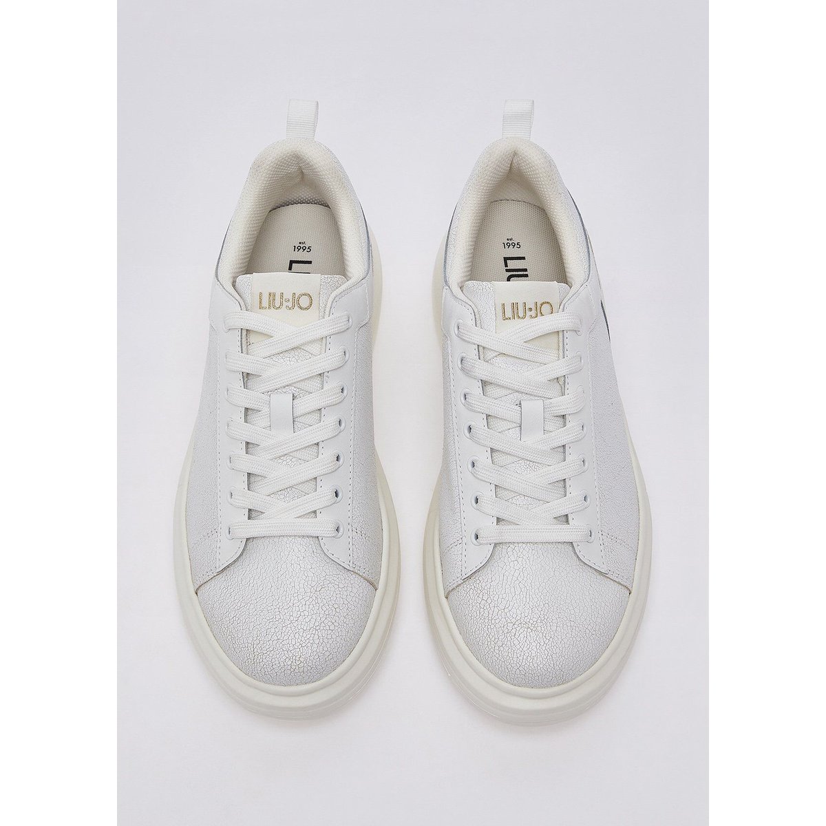 Sneakers plateforme en crackle blanc, LIU JO