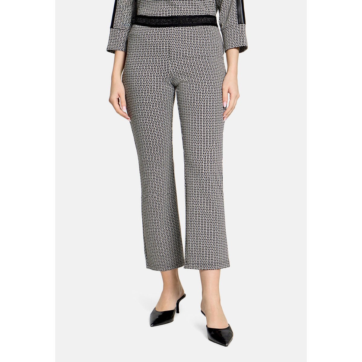 Pantalon à enfiler coupe slim fit blanc/noir, BETTY BARCLAY