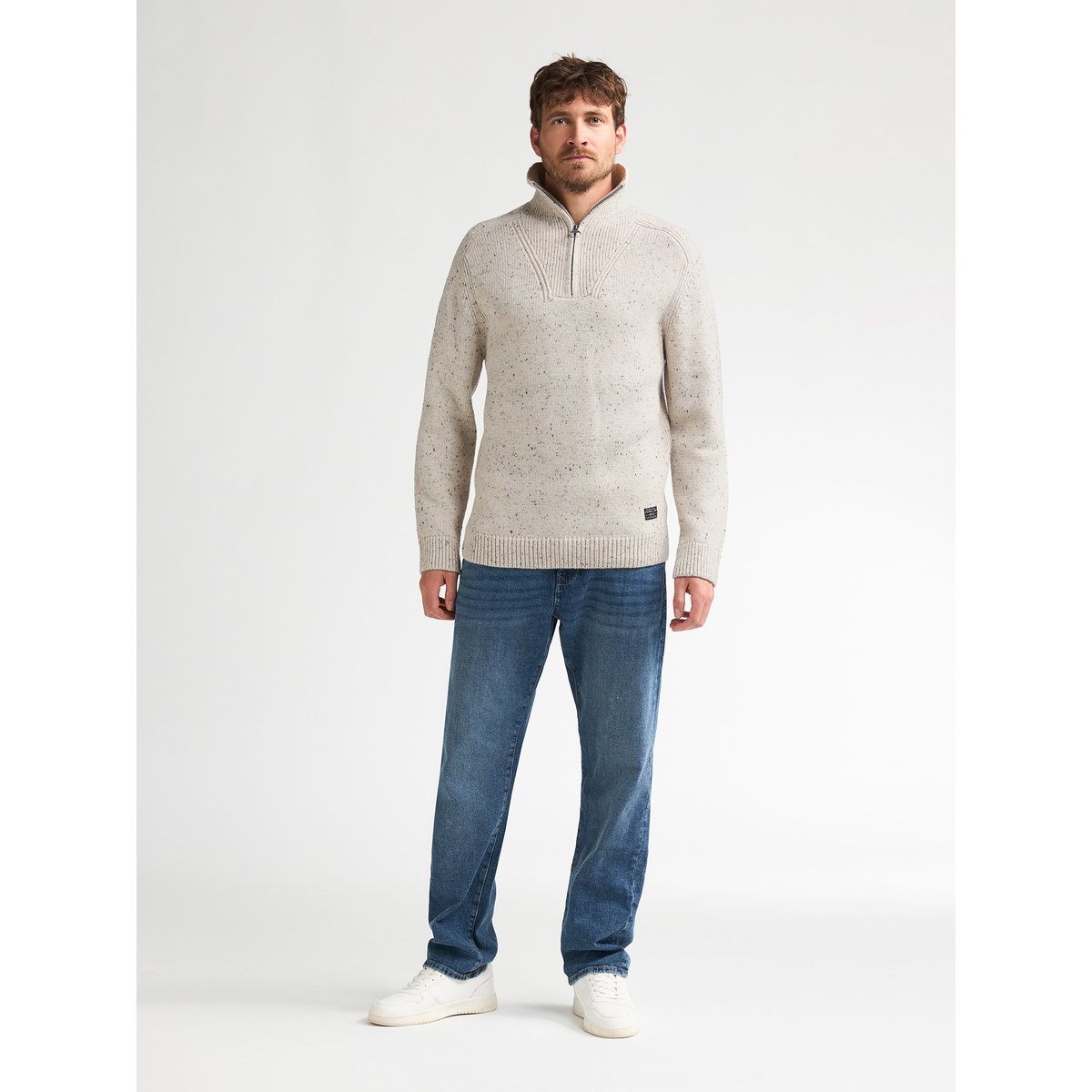 Pull col camionneur chiné forgefield blanc antique white melee, PETROL INDUSTRIES