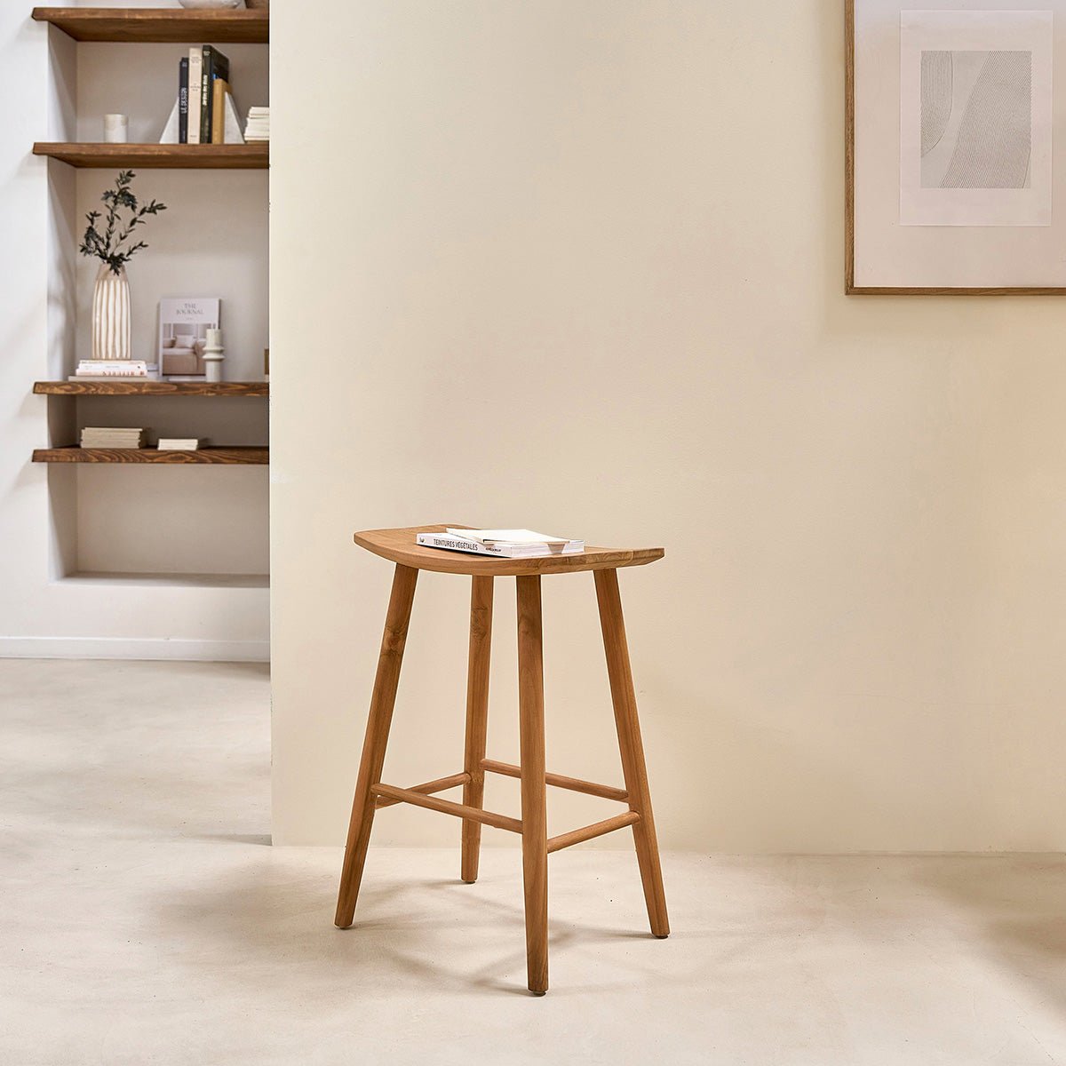 Tabouret de bar en teck massif AMBRE naturel, BERAH GETAH