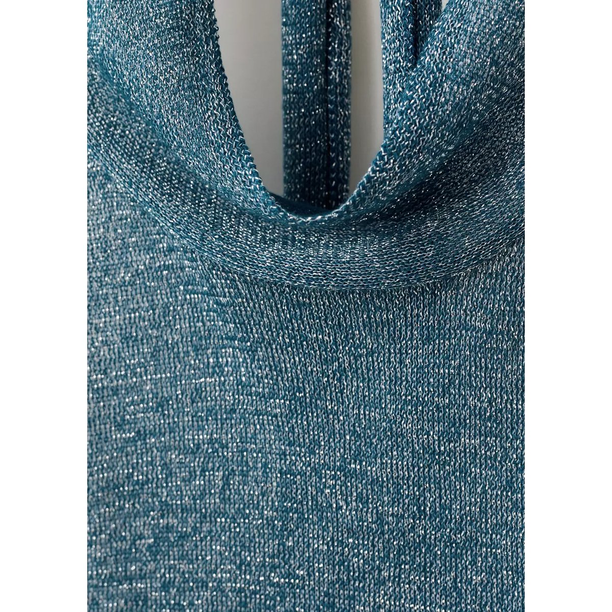 Top halter métallisé bleu pétrole, MANGO TEEN