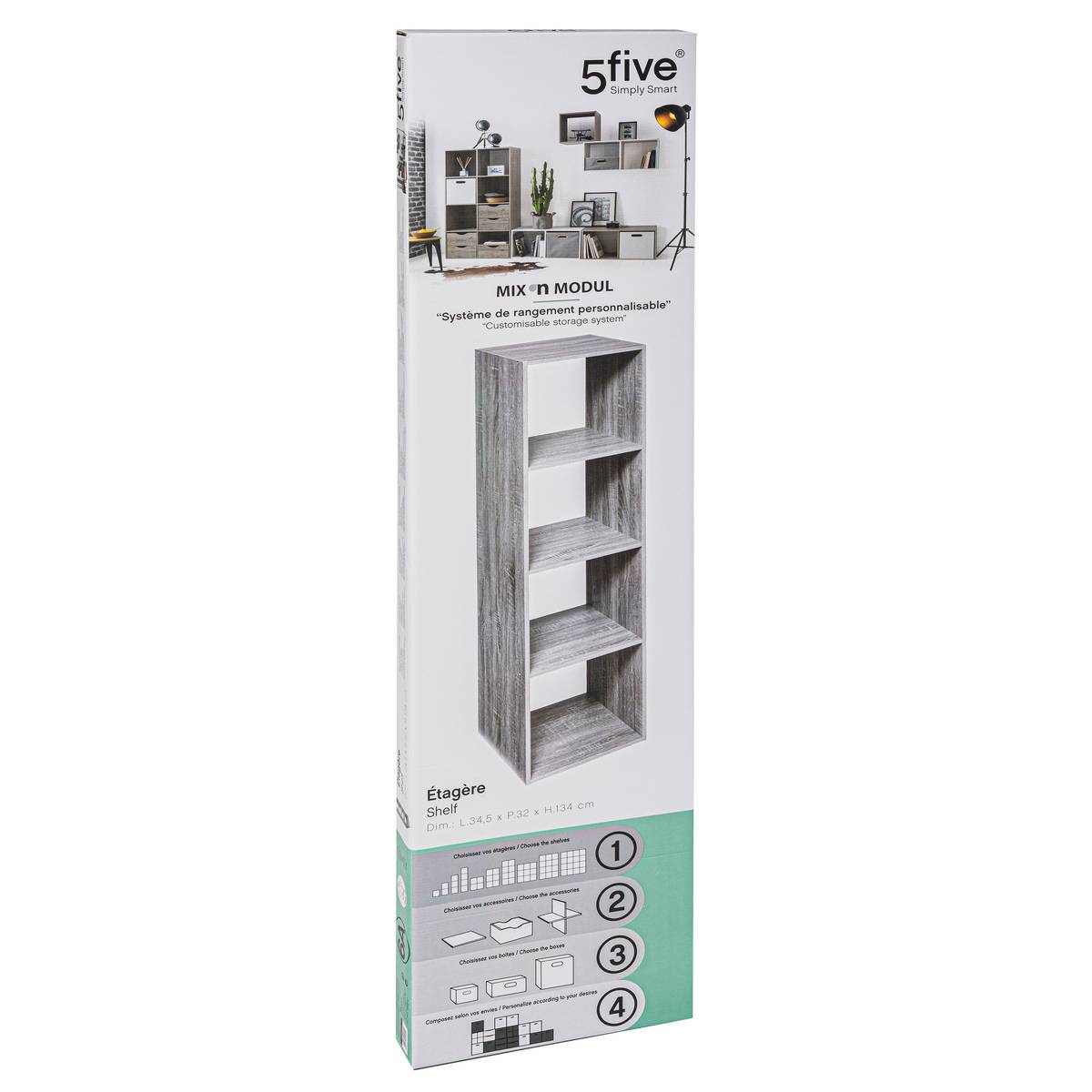 Étagère rectangulaire MIX'N MODUL gris, 5FIVE SIMPLY SMART