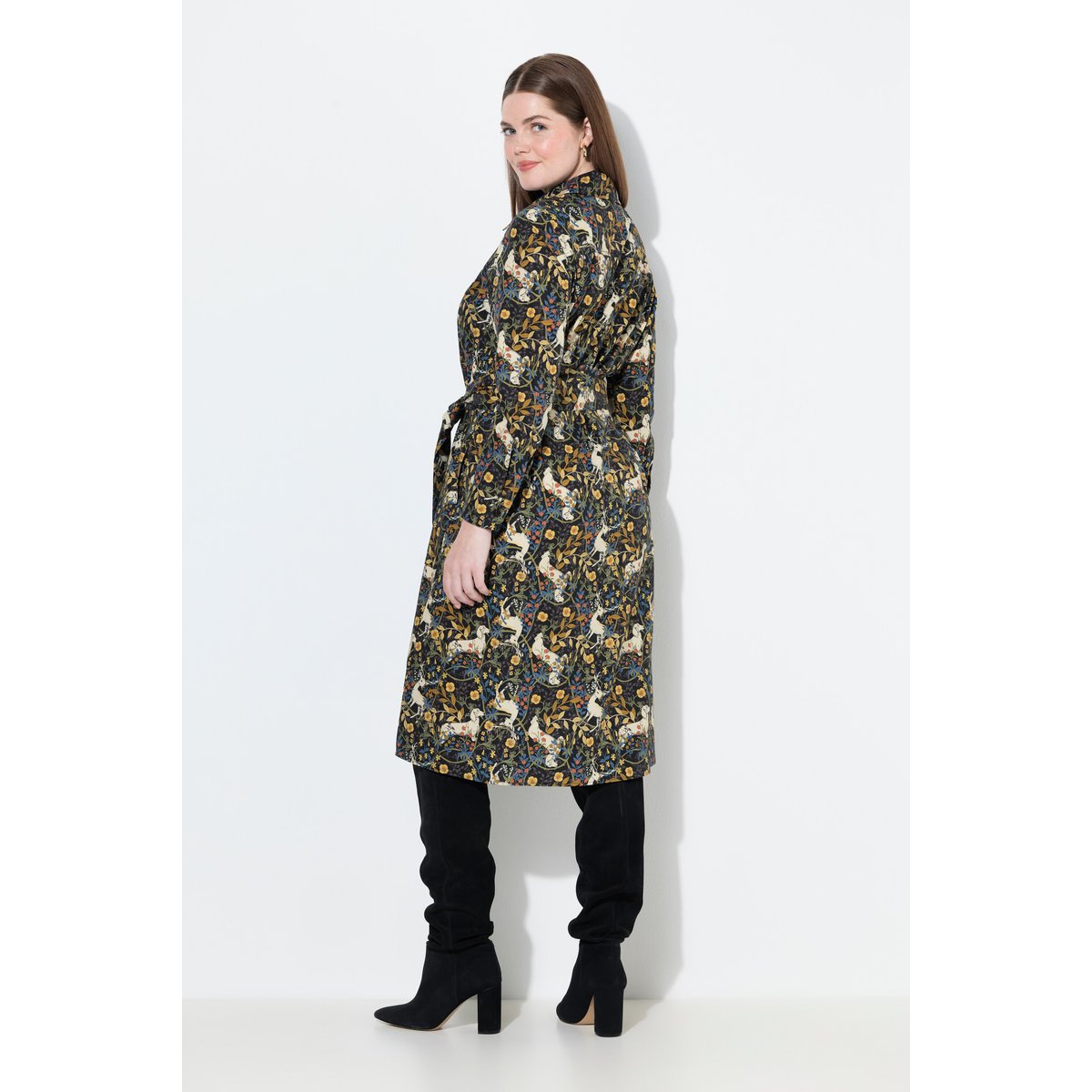 Robe chemisier, motif hiboux olive, ULLA POPKEN
