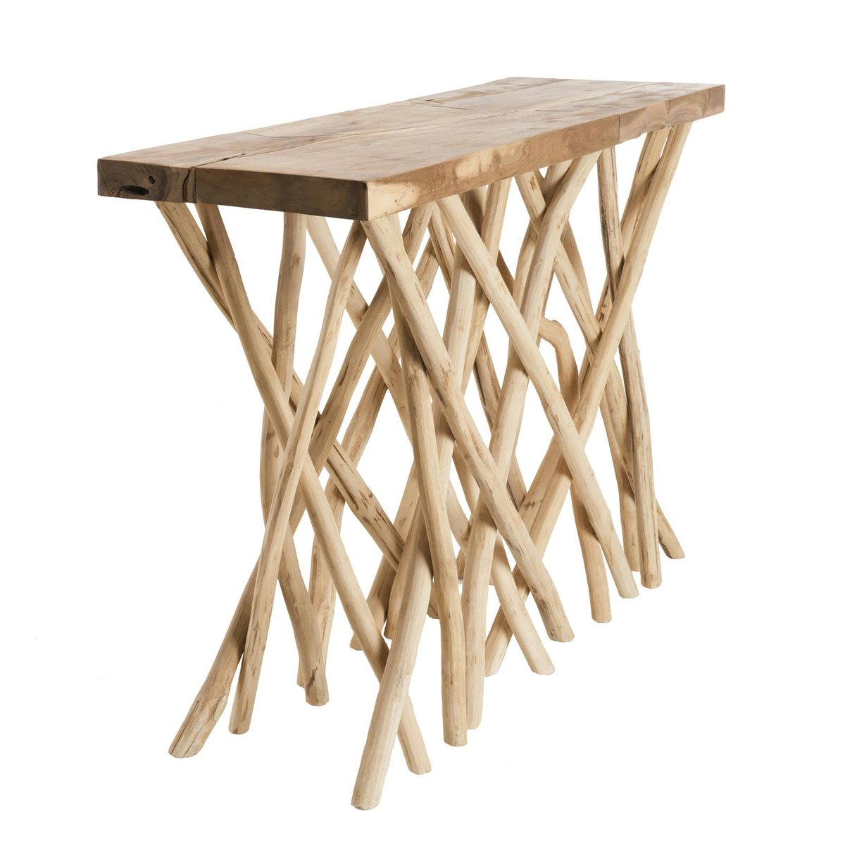 Console en bois de teck et bois flotté style exotique 120cm JAIPUR bois naturel, PIER IMPORT