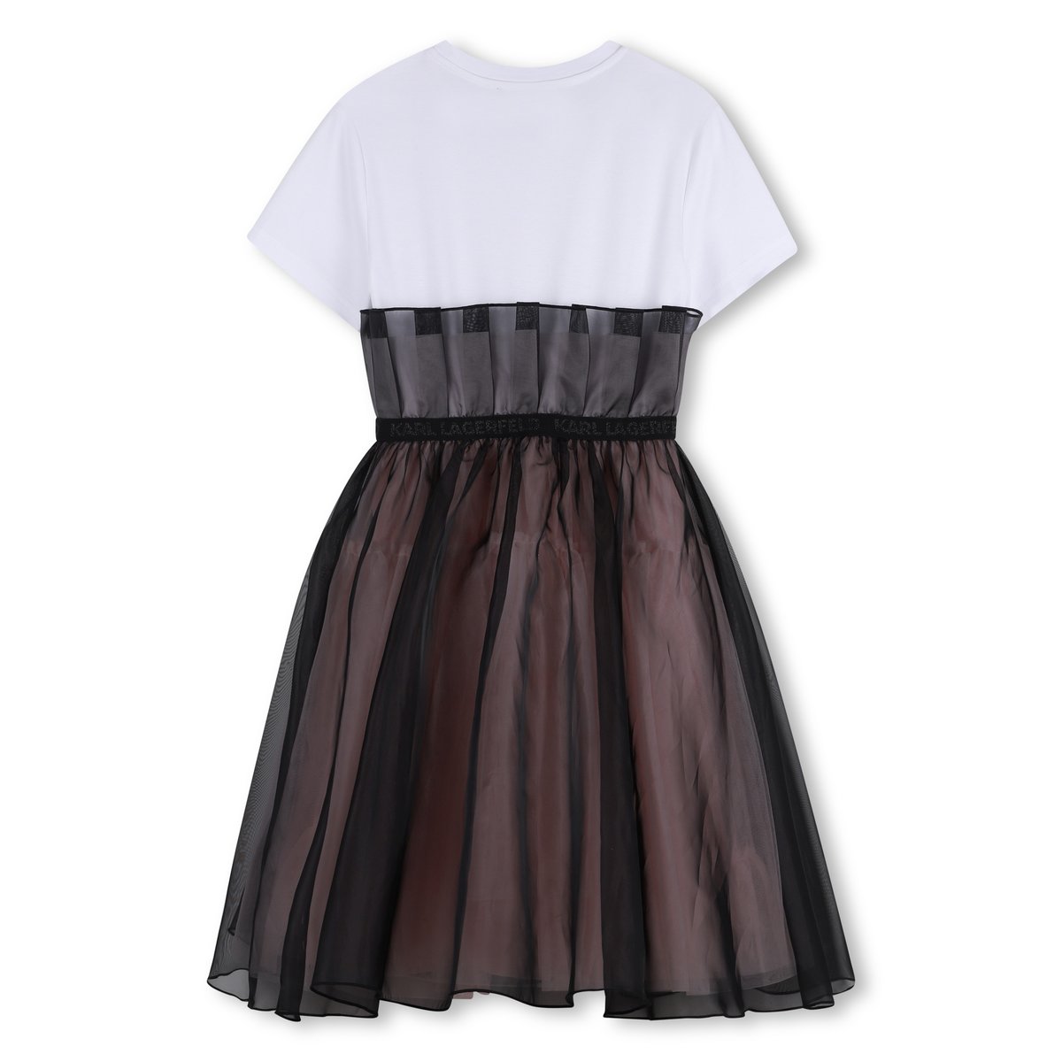 Robe de ceremonie manches courtes blanc rose, KARL LAGERFELD KIDS