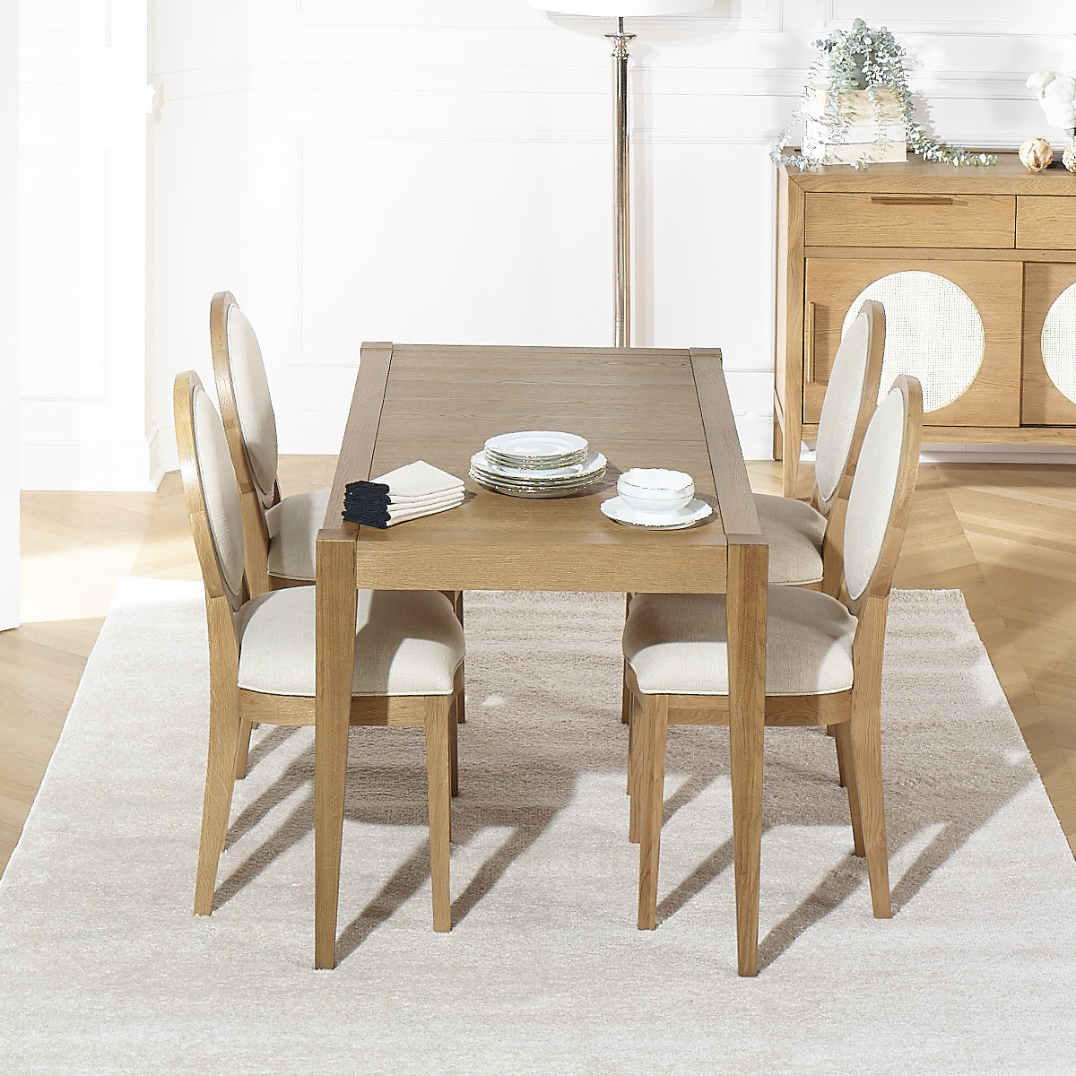 Table à manger 6 couverts en chêne, 150 x 78 cm MONTANA beige, ROBIN DES BOIS