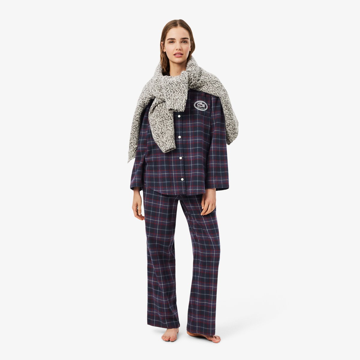 Ensemble de pyjama coton carreaux bleu-vbm, LACOSTE