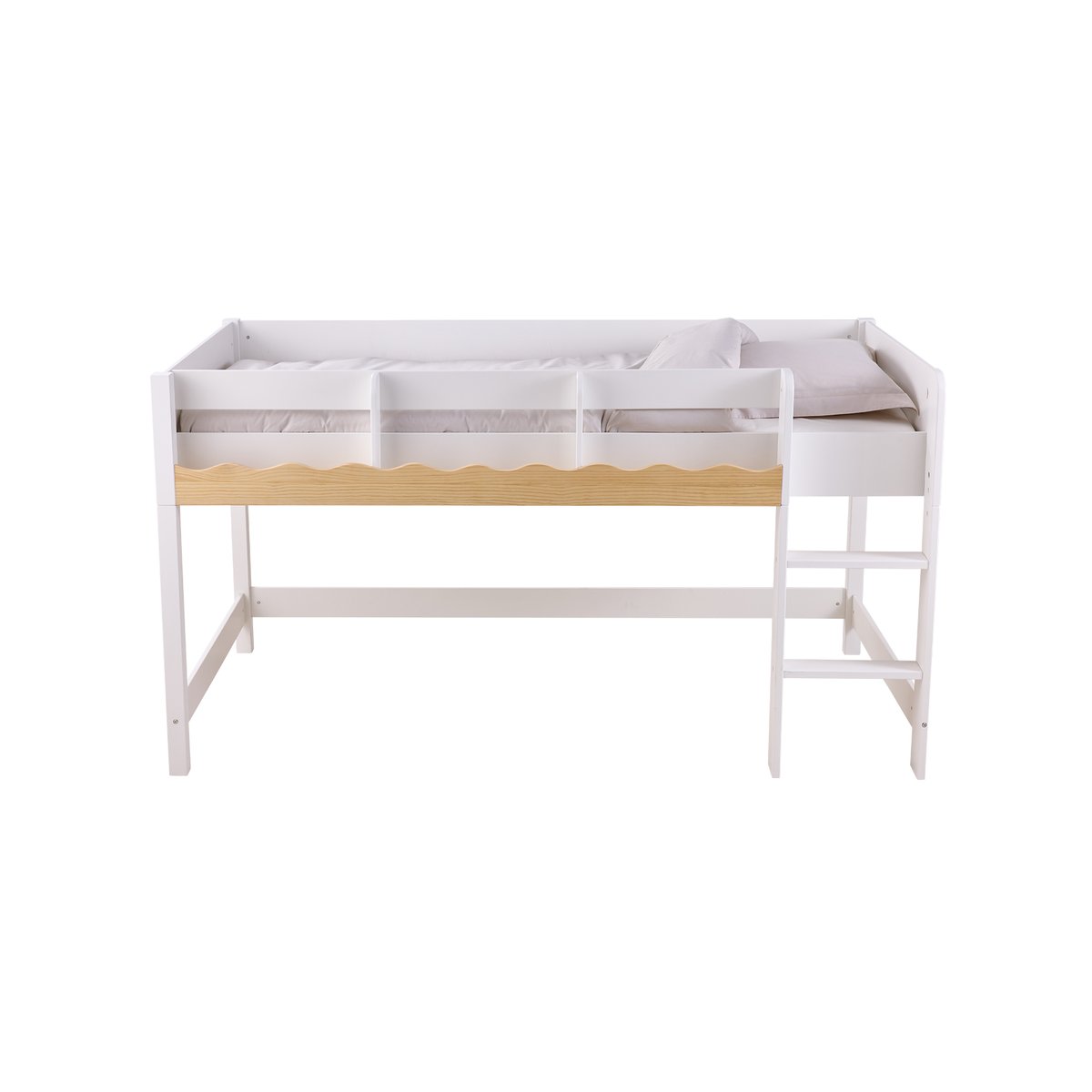 Lit enfant évolutif avec rangements WAVY 90x190cm blanc, VERTBAUDET