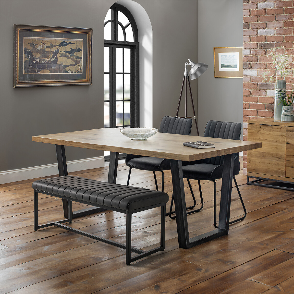 Marylebone Leather Dining Bench black, SO'HOME