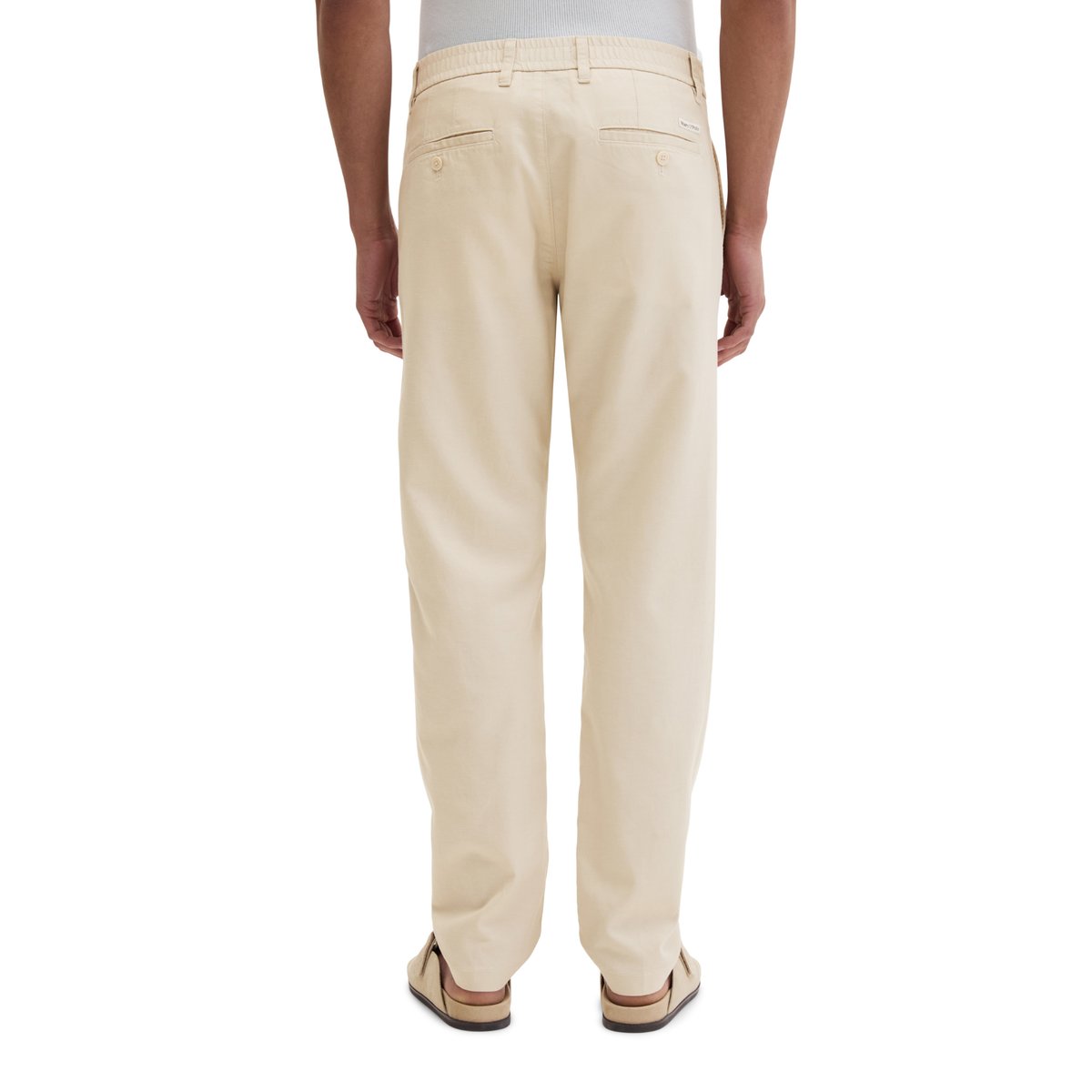 Pantalon de jogging chino Osby à coupe fuselée en mélange de TENCEL™ Lyocell et de lin creme, MARC O'POLO