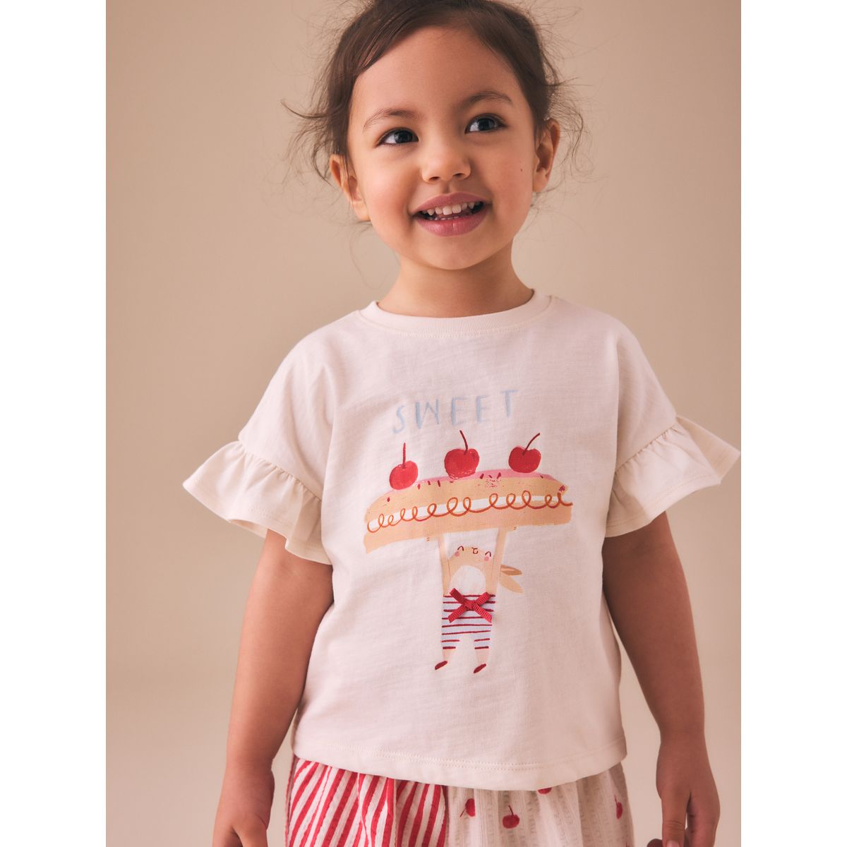 Ensemble short et t-shirt à manches courtes lapin blanc écru, NEXT